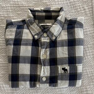 Abercrombie Kids long sleeve light weight Navy, Olive and White Plaid Shirt